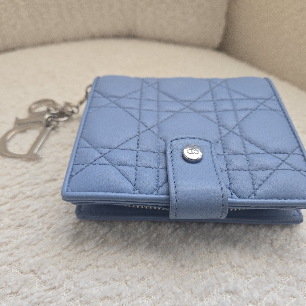 Christian Dior Cannage Lady Dior Eden Leather Wallet Blue - Picture 13 of 16